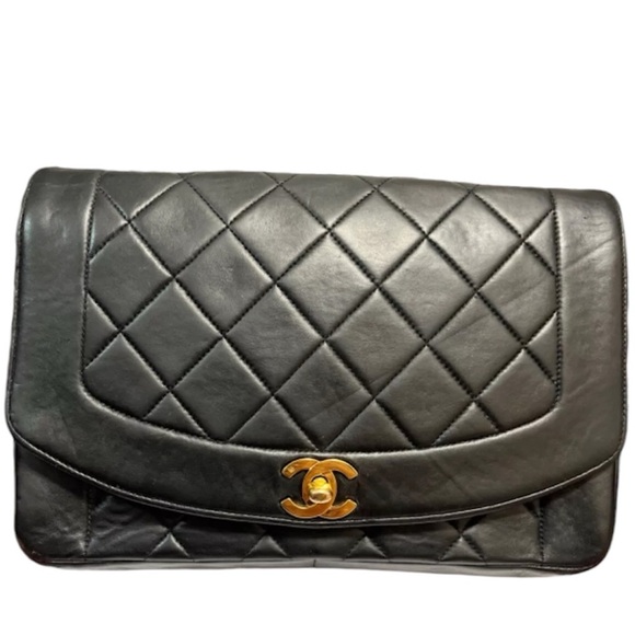 CHANEL DIANA 25 Single Flap Quilted Logo Lambskin Chain Bag - Picture 6 of 13